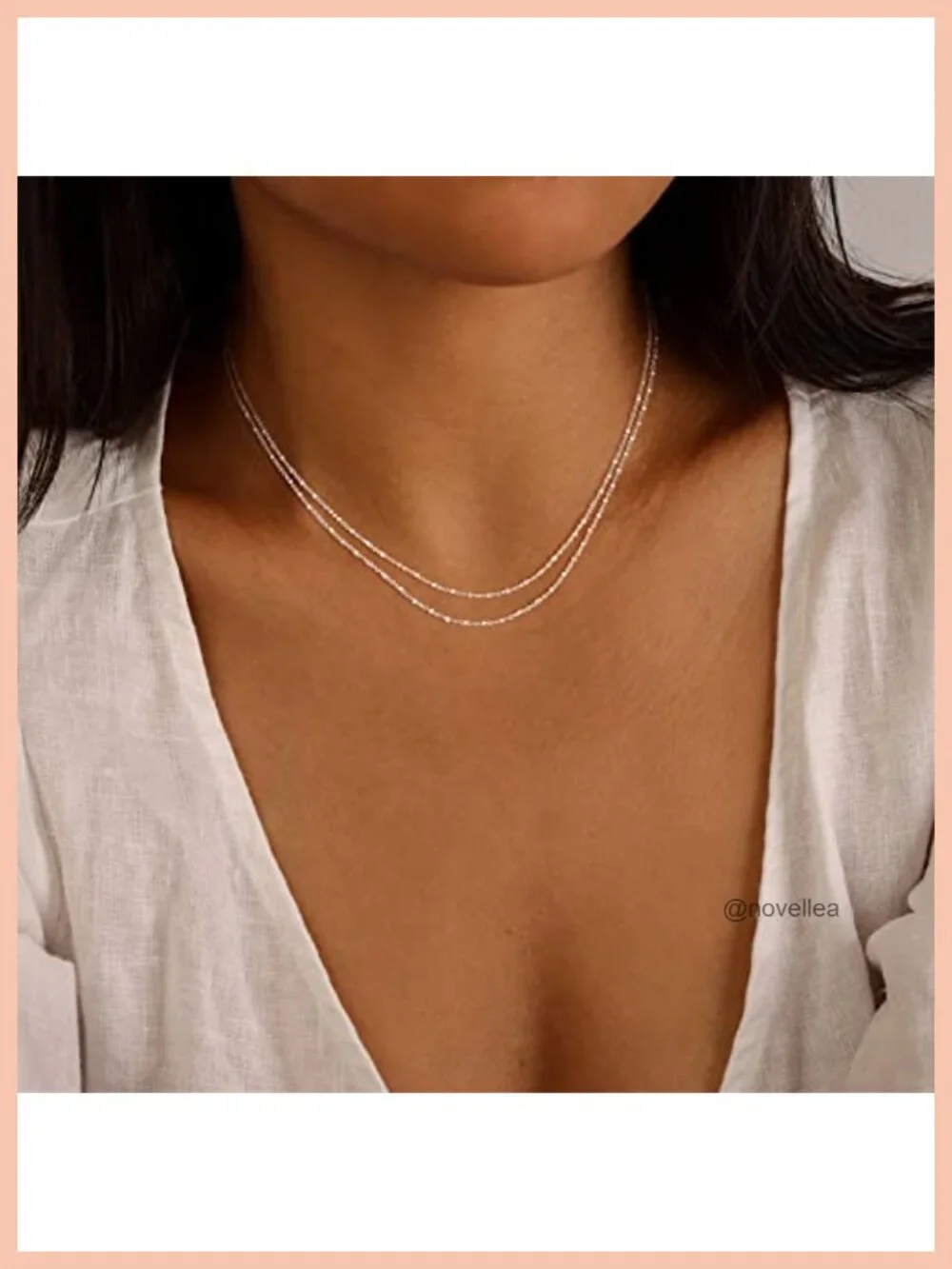 MBW Silver Plated Layered Snake Chain Choker Necklace for Women